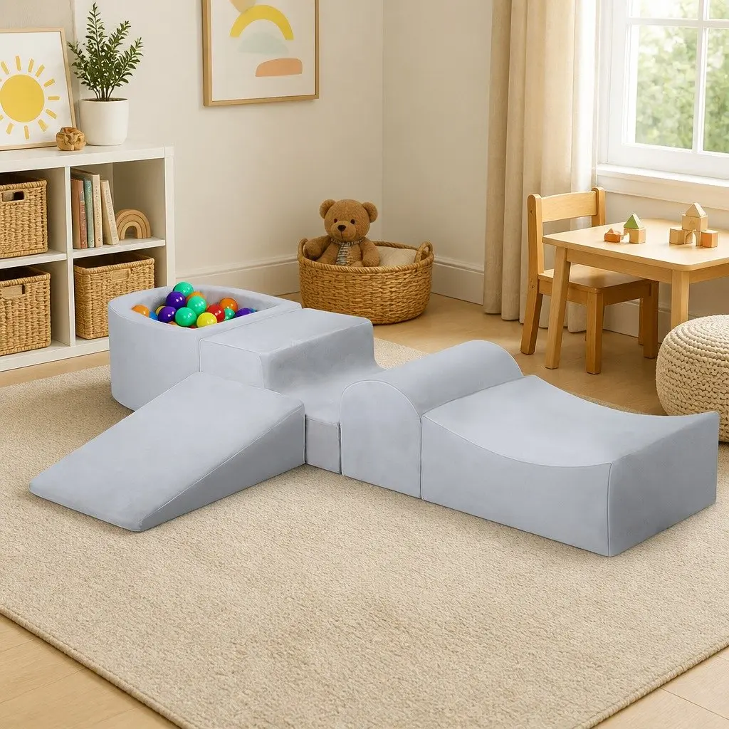 Foam Play Set Grey Kids Climb Soft Indoor Playground Ball Pit