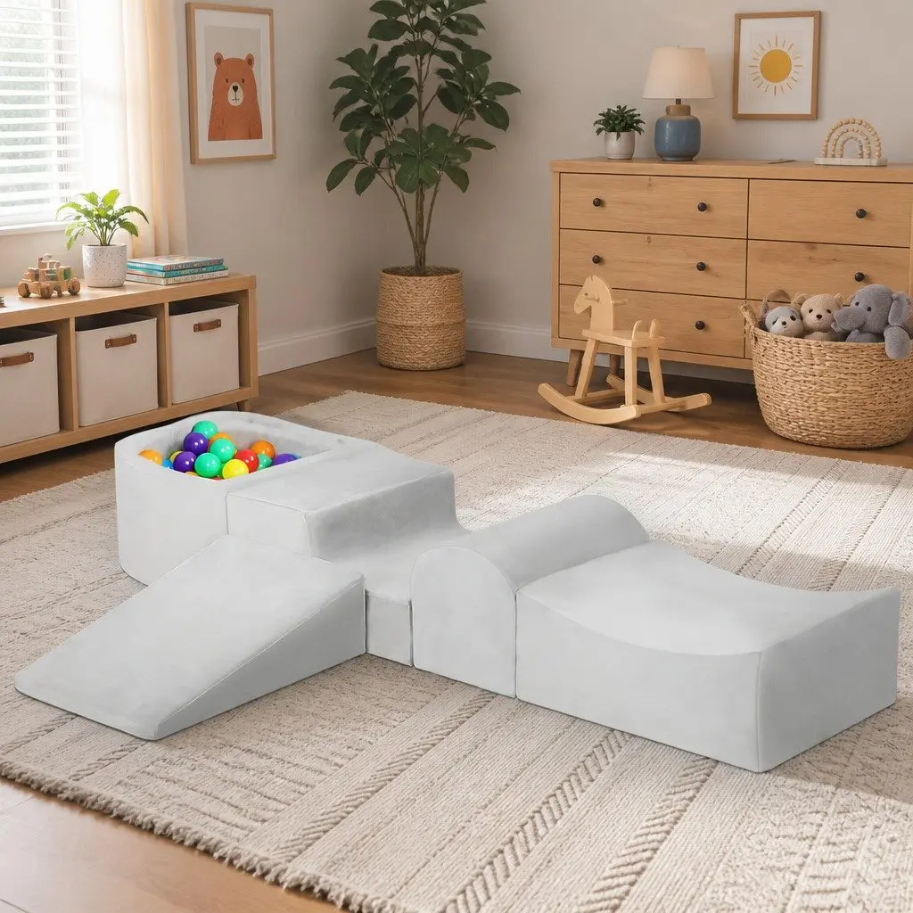 Foam Play Set Grey Kids Climb Soft Indoor Playground Ball Pit