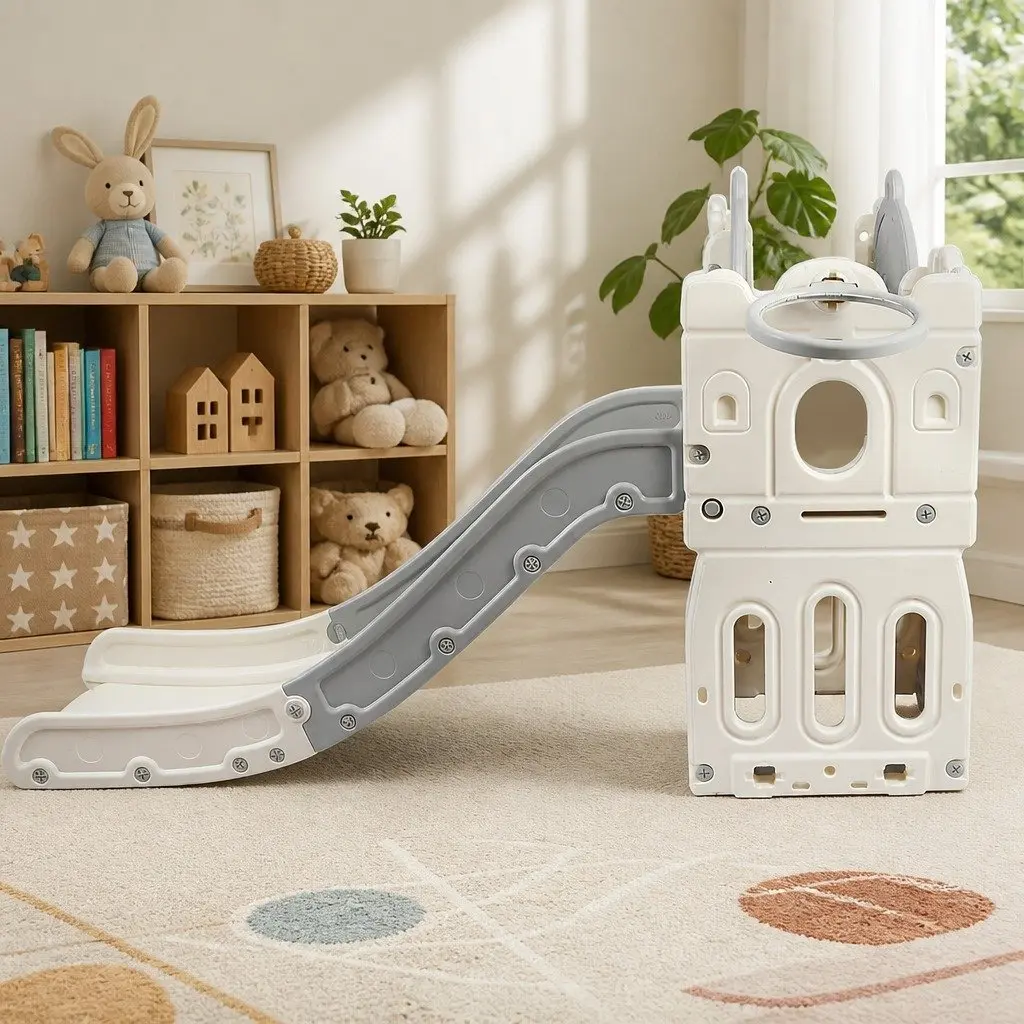 6 In 1 Kids Slide Set Play Centre Basketball Hoop Tunnel Stairs Outdoor Climbing
