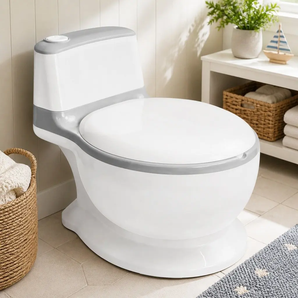 Kids Potty Trainer Seat Toddler Toilet Training Chair with Removable Bucket Grey