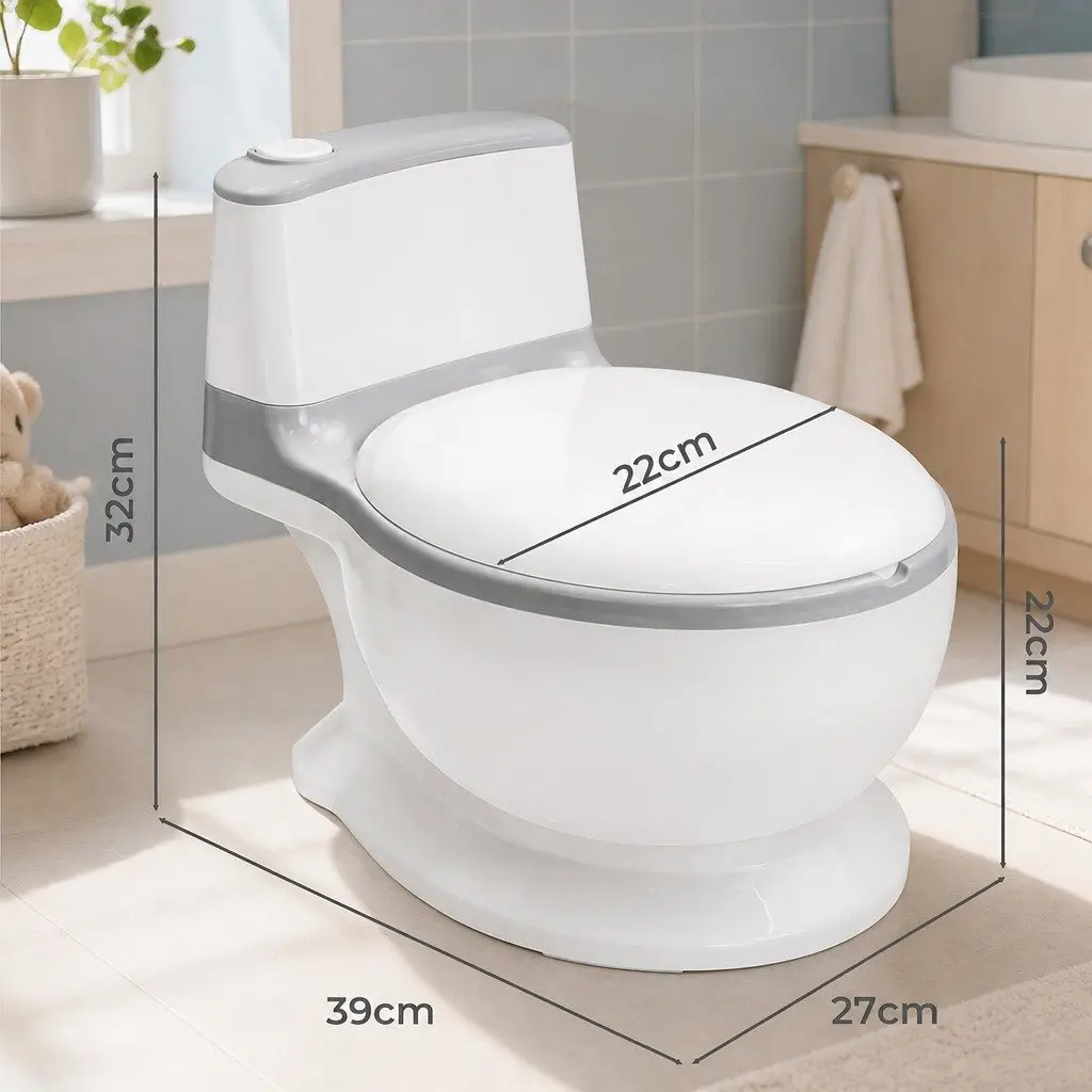 Kids Potty Trainer Seat Toddler Toilet Training Chair with Removable Bucket Grey