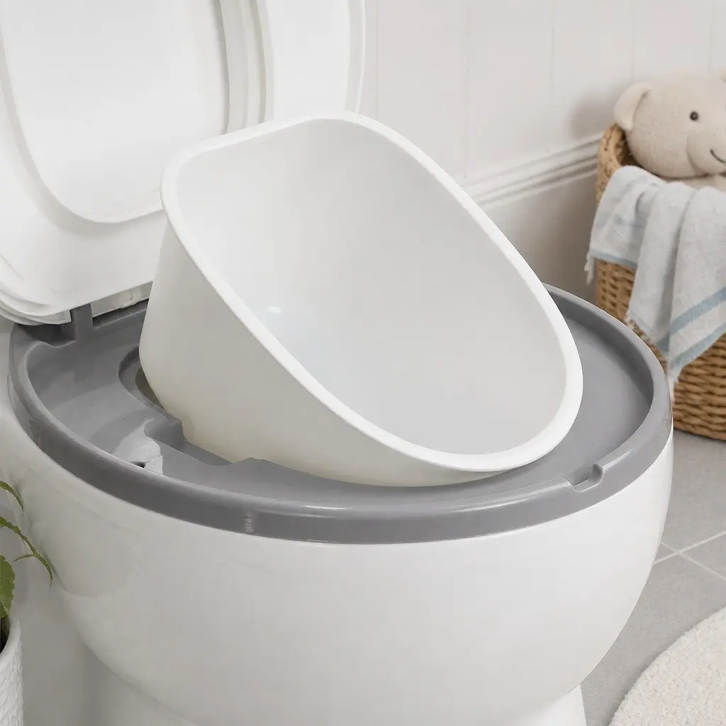 Kids Potty Trainer Seat Toddler Toilet Training Chair with Removable Bucket Grey