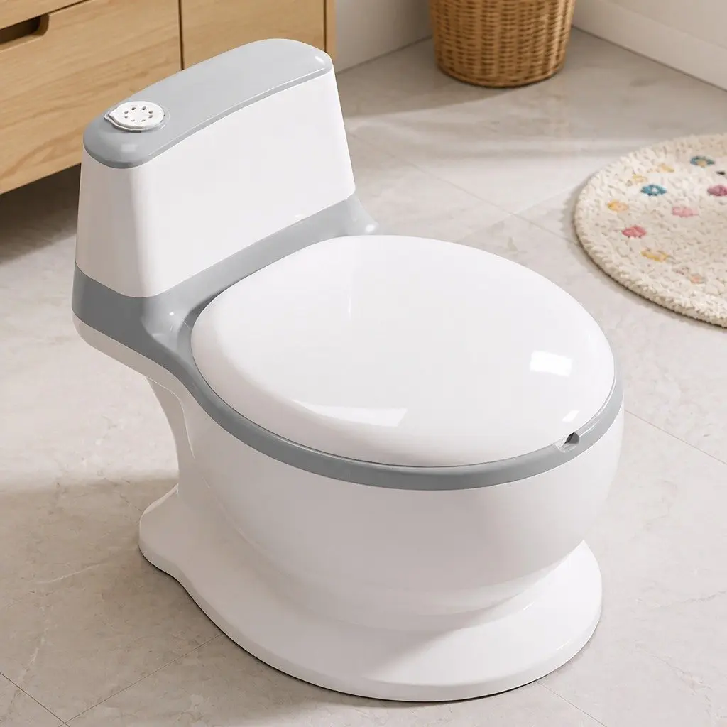 Kids Potty Trainer Seat Toddler Toilet Training Chair with Removable Bucket Grey