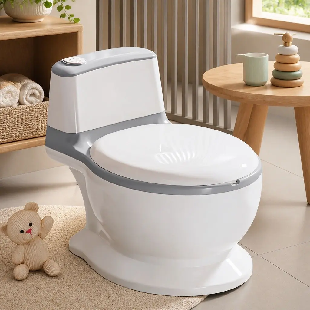 Kids Potty Trainer Seat Toddler Toilet Training Chair with Removable Bucket Grey