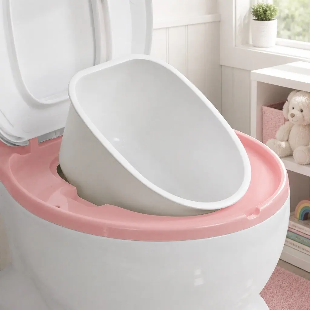 Kids Potty Trainer Seat Toddler Toilet Training Chair with Removable Bucket Pink