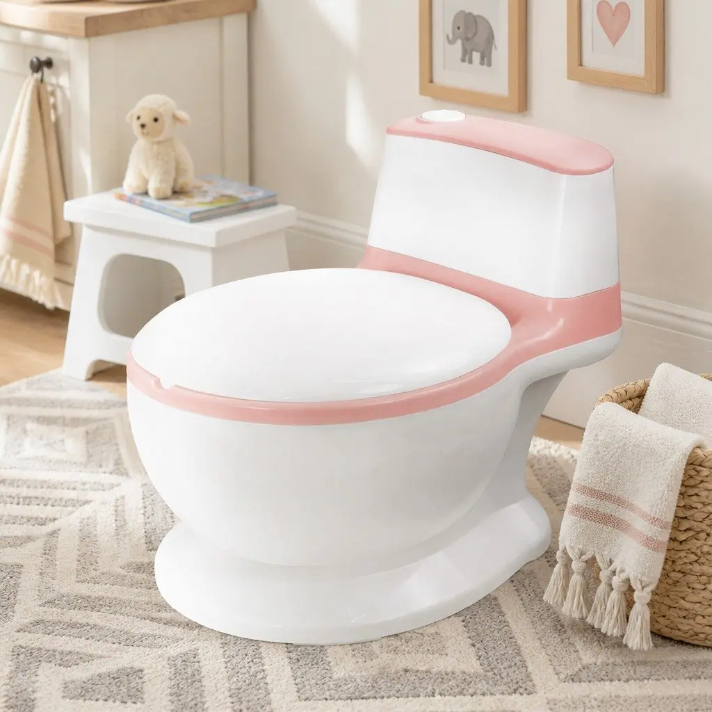 Kids Potty Trainer Seat Toddler Toilet Training Chair with Removable Bucket Pink