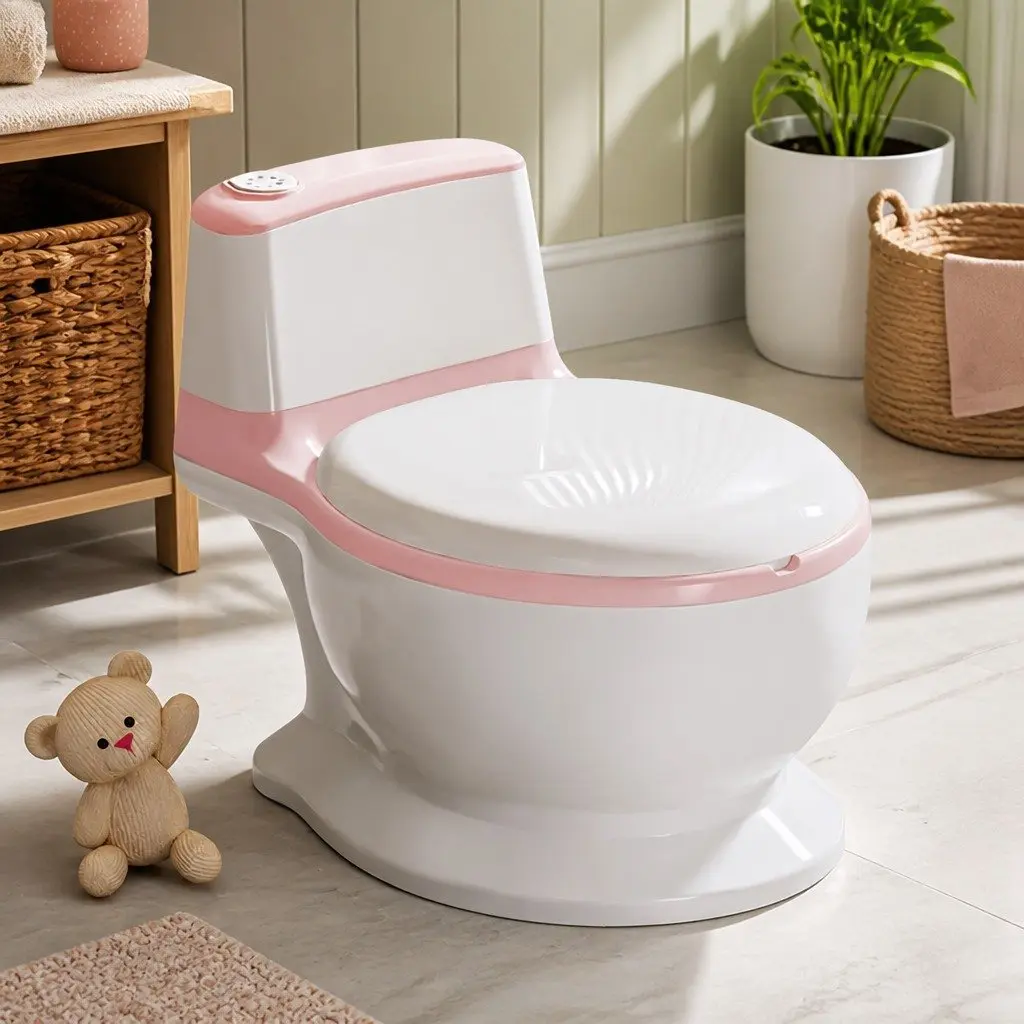 Kids Potty Trainer Seat Toddler Toilet Training Chair with Removable Bucket Pink