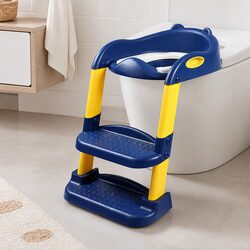 Kids Toilet Ladder Step Stool Training Seat Potty Chair Foldable Toddler Blue