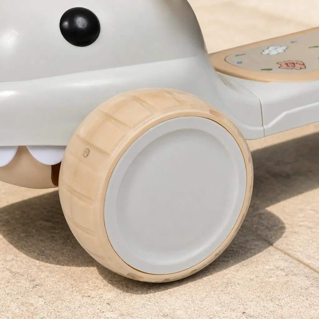 Kids Scooter Beige Foldable 3 Wheels Adjustable Handlebar Flip-able Seat