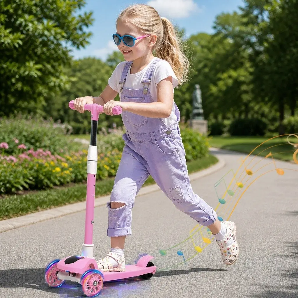 Kids Scooter with LED Lights and Stability