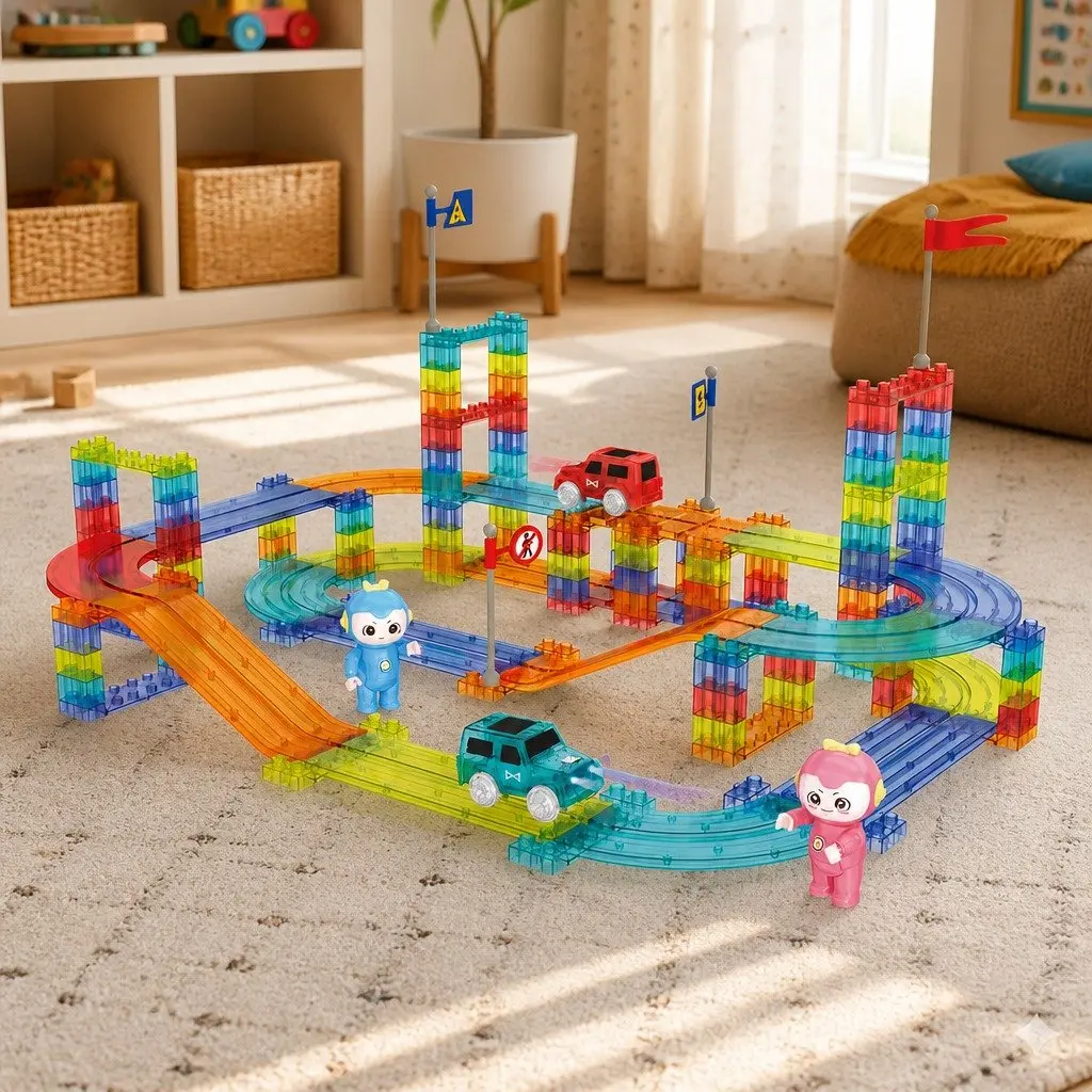 Magnetic Building Blocks Multi-colour Dinosaur Theme 170 Piece Educational Toy Tiles