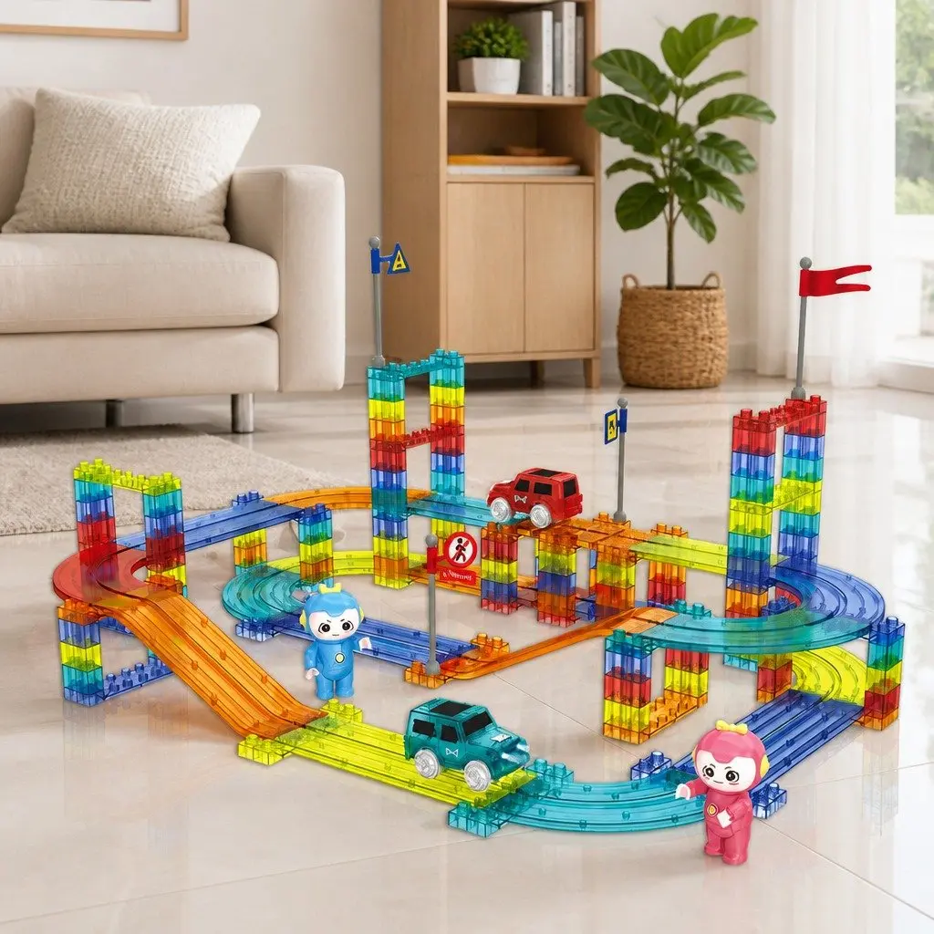 Magnetic Building Blocks Multi-colour Dinosaur Theme 170 Piece Educational Toy Tiles