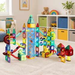 Kids Dinosaur Magnetic Building Blocks - 186 Pieces