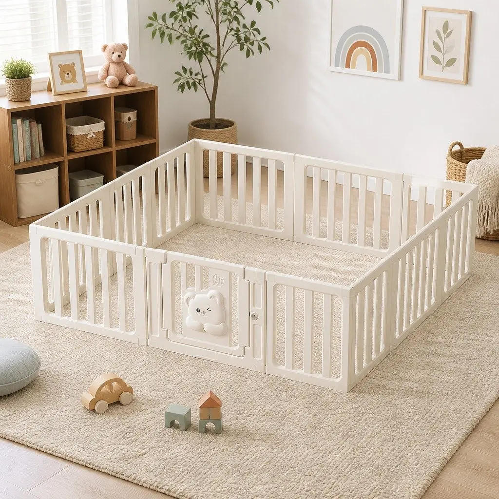 Kids Playpen White 12 Panel Indoor Outdoor Safety Gate Play Yard Fence