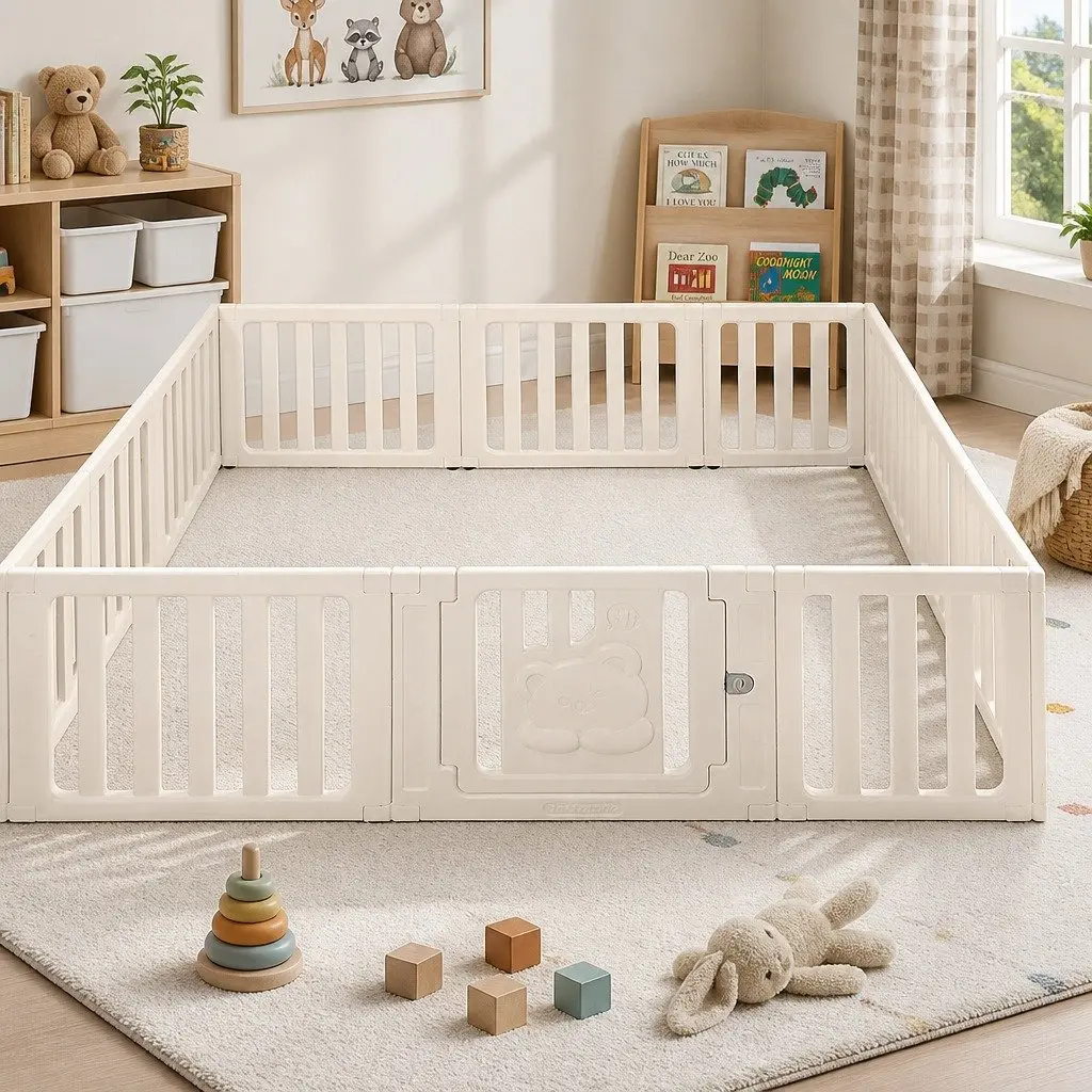 Kids Playpen White 12 Panel Indoor Outdoor Safety Gate Play Yard Fence