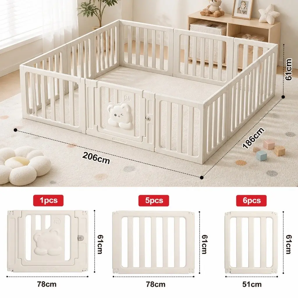 Kids Playpen White 12 Panel Indoor Outdoor Safety Gate Play Yard Fence