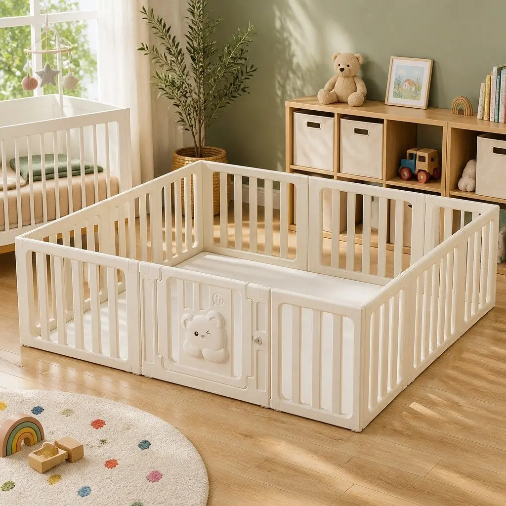 Kids Playpen White 12 Panel Indoor Outdoor Safety Gate Play Yard Fence