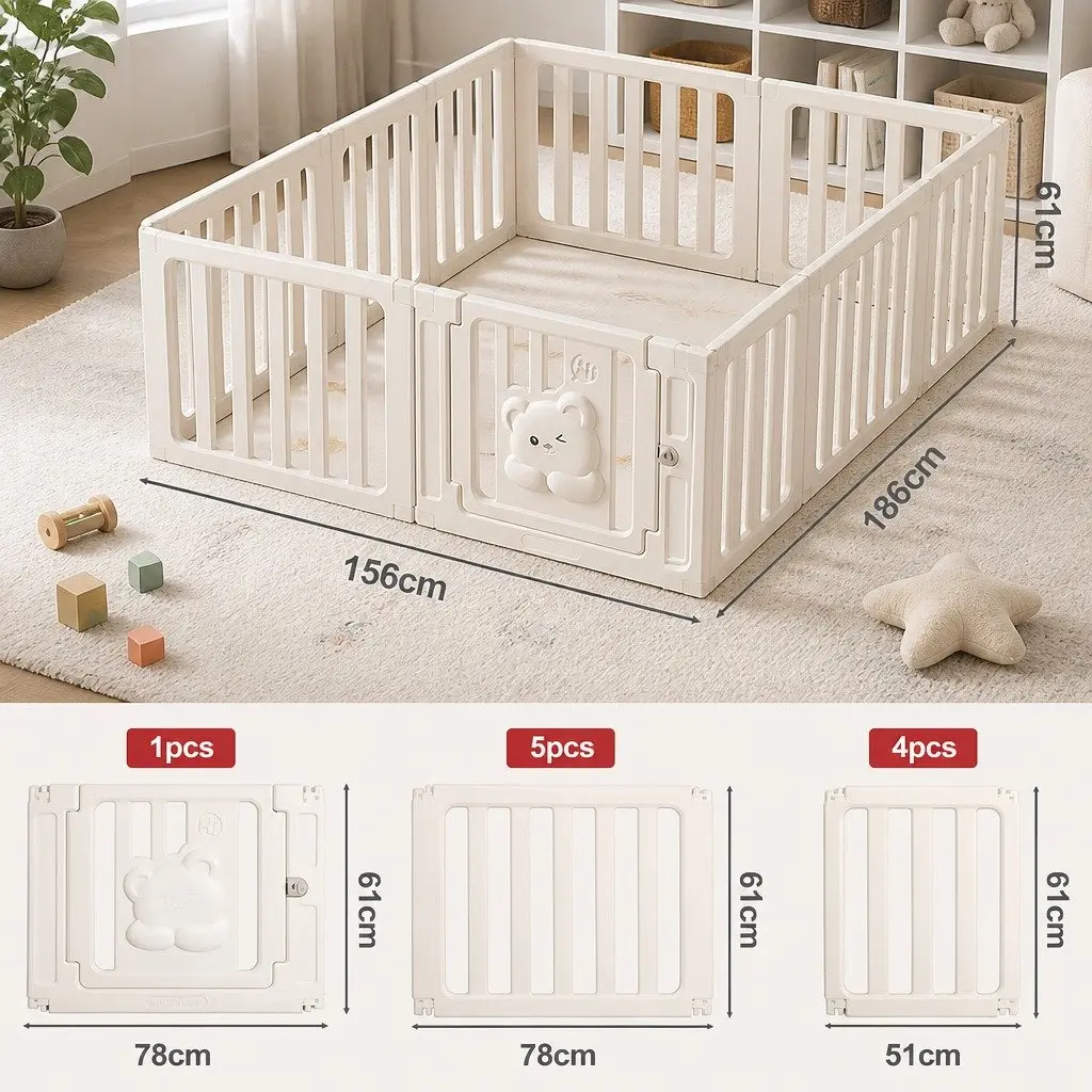 Kids Playpen White 10 Panels Safety Enclosure Indoor Outdoor Portable Play Pen Gate