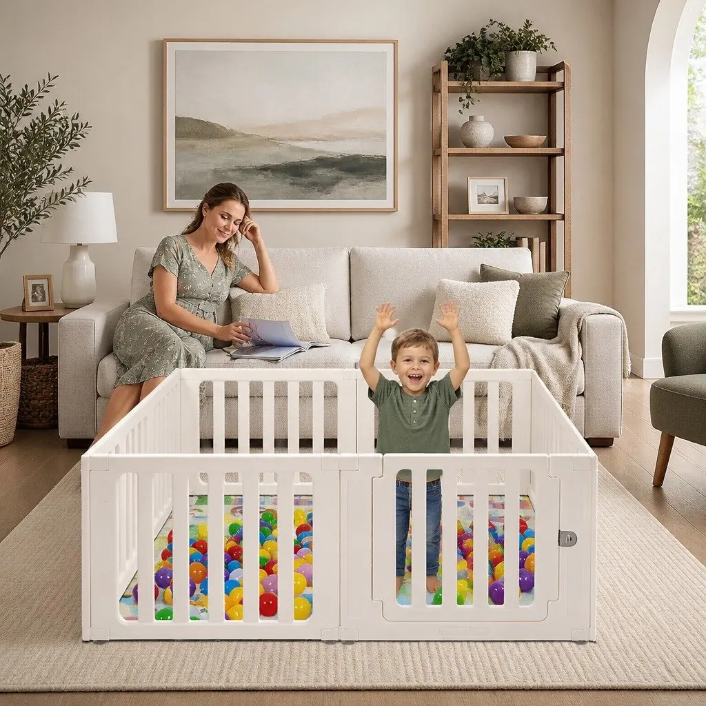 Kids Playpen White 10 Panels Safety Enclosure Indoor Outdoor Portable Play Pen Gate