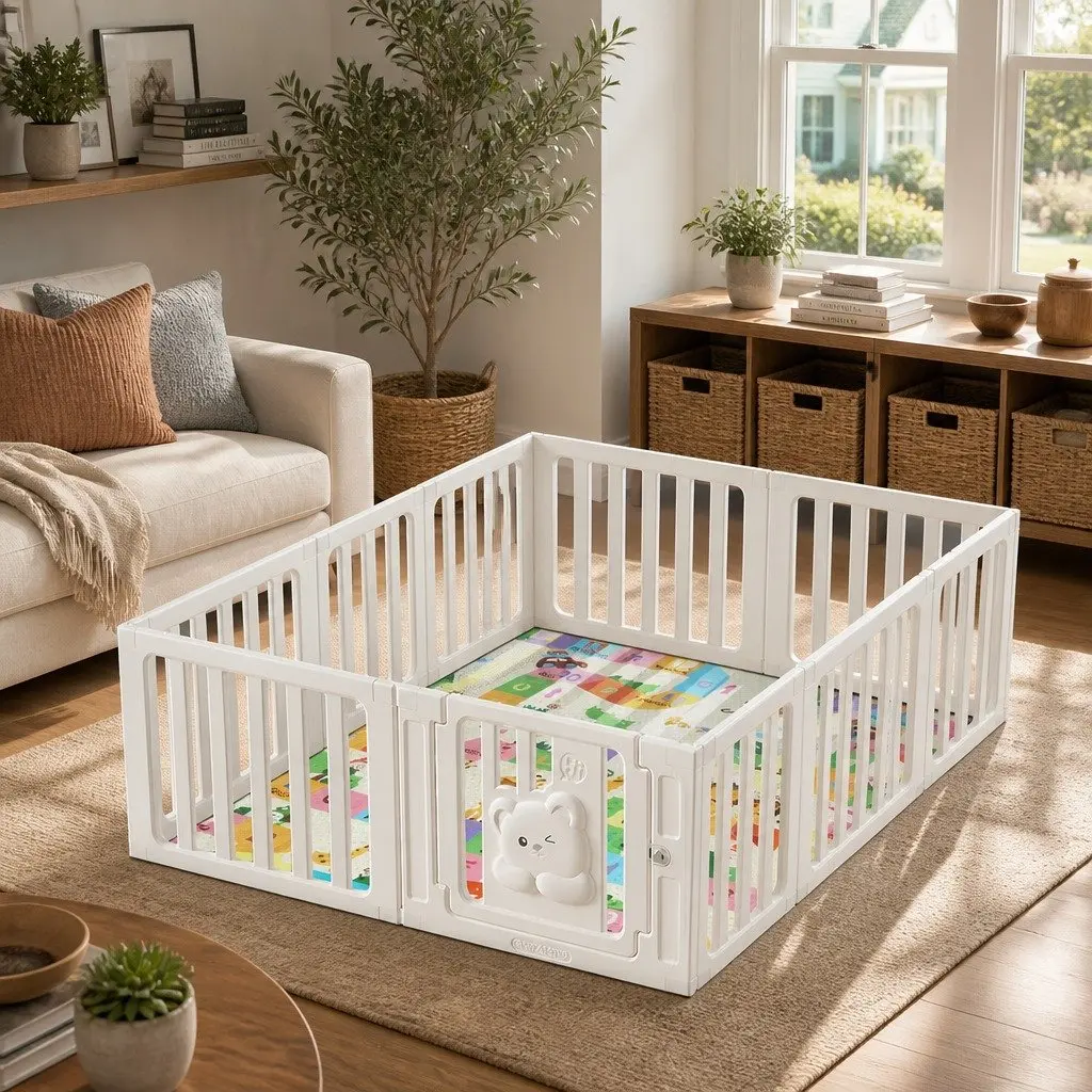 Kids Playpen White 10 Panels Safety Enclosure Indoor Outdoor Portable Play Pen Gate