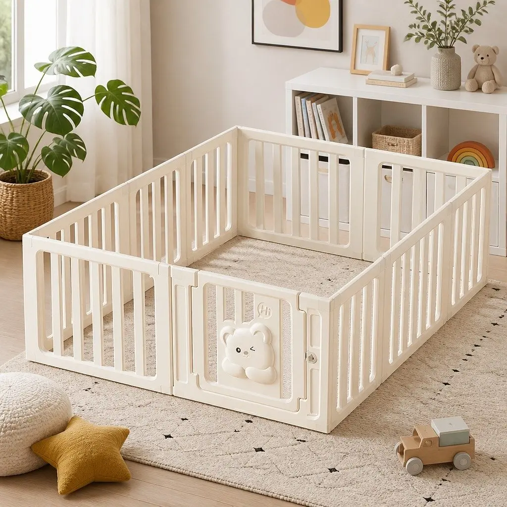 Kids Playpen White 10 Panels Safety Enclosure Indoor Outdoor Portable Play Pen Gate