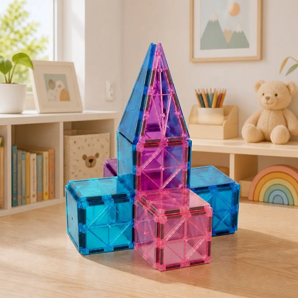 Magnetic Building Blocks Multi-colour 120 Piece Frozen-Themed Snap Together Tiles