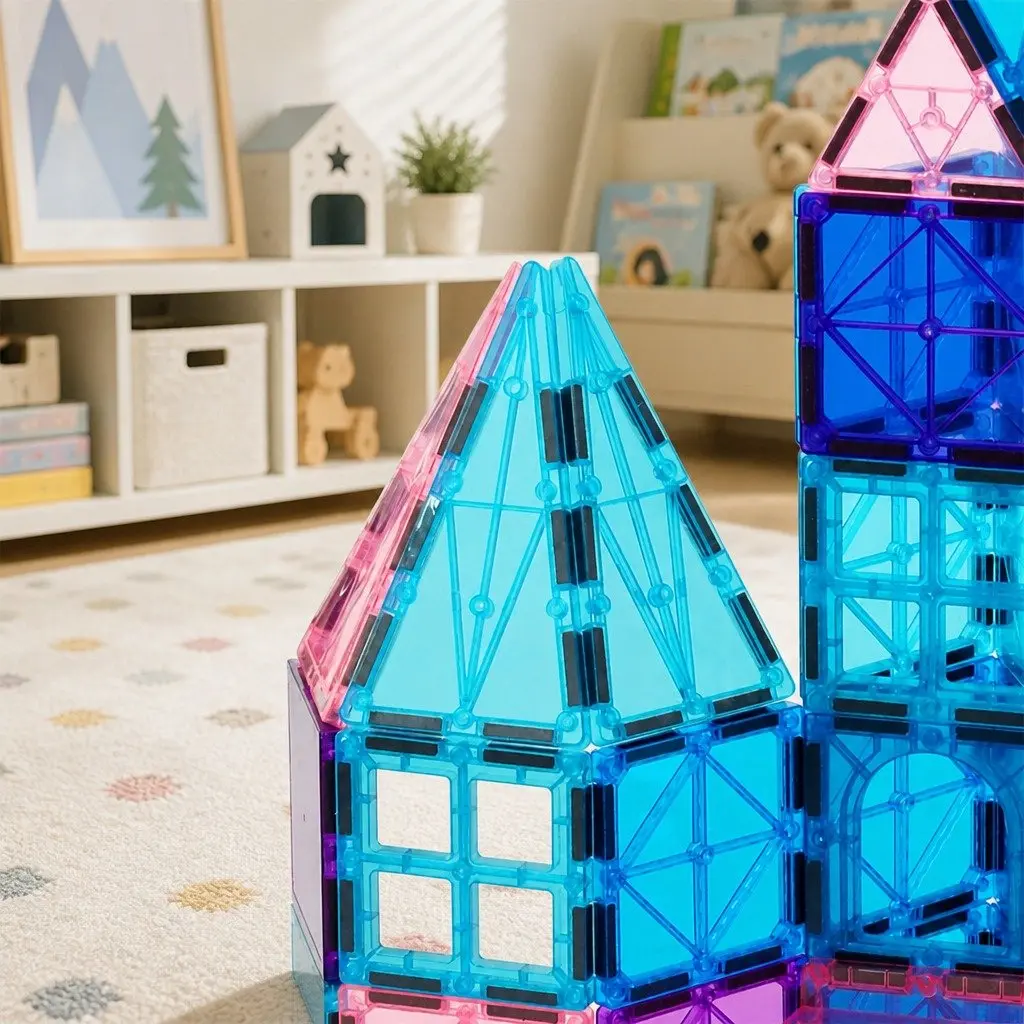 Magnetic Building Blocks Multi-colour 120 Piece Frozen-Themed Snap Together Tiles