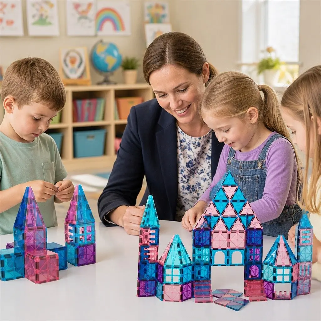 Magnetic Building Blocks Multi-colour 120 Piece Frozen-Themed Snap Together Tiles