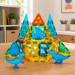 Kids Magnetic Tiles Blocks Dinosaur Themed Building Blocks Educational Play Toys
