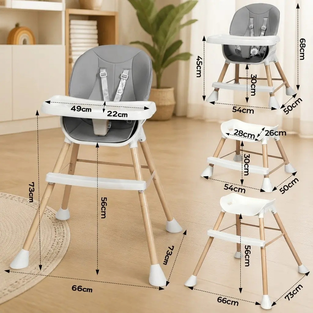 6-In-1 Baby High Chair Removable Tray Dining Seat Infant Feeding Booster Safety