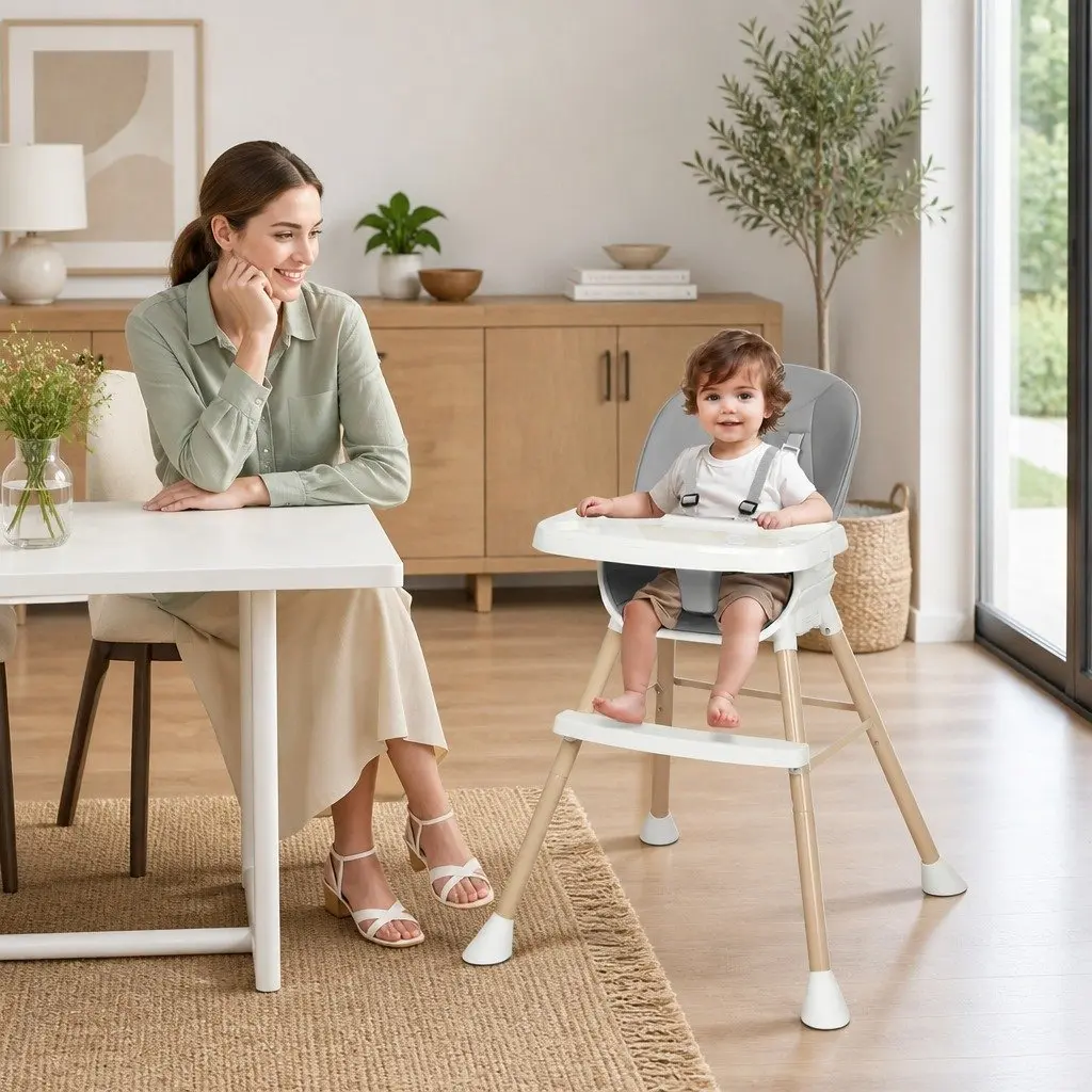 6-In-1 Baby High Chair Removable Tray Dining Seat Infant Feeding Booster Safety