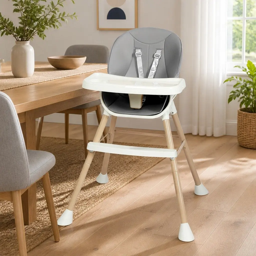 6-In-1 Baby High Chair Removable Tray Dining Seat Infant Feeding Booster Safety