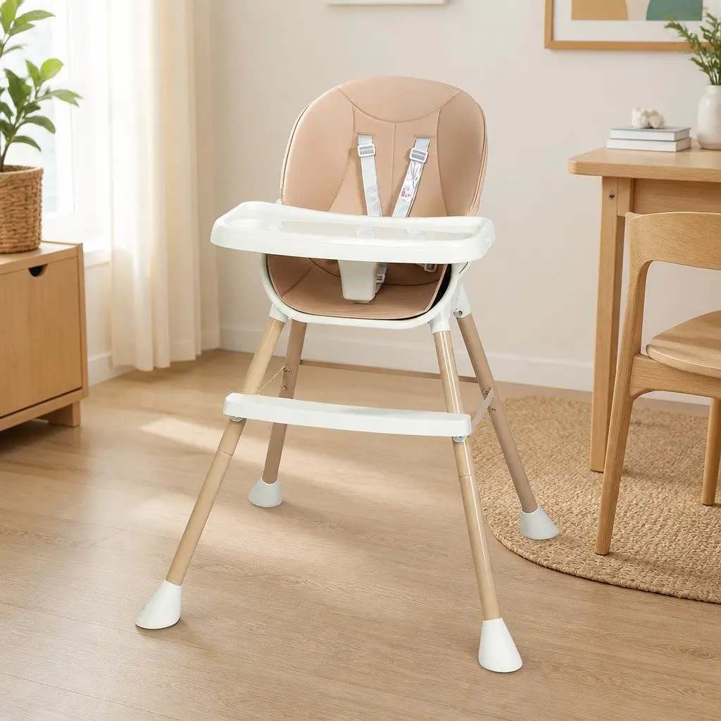 6-In-1 Baby High Chair Pink Removable Double-Layer Tray Safety Harness