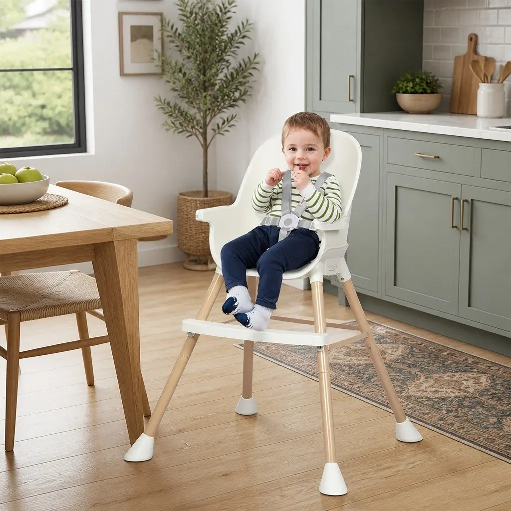 6-In-1 Baby High Chair Pink Removable Double-Layer Tray Safety Harness