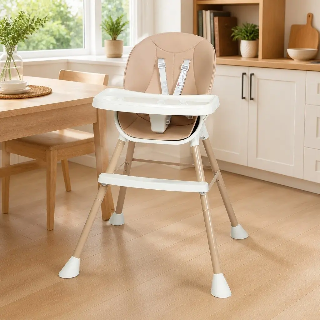 6-In-1 Baby High Chair Pink Removable Double-Layer Tray Safety Harness