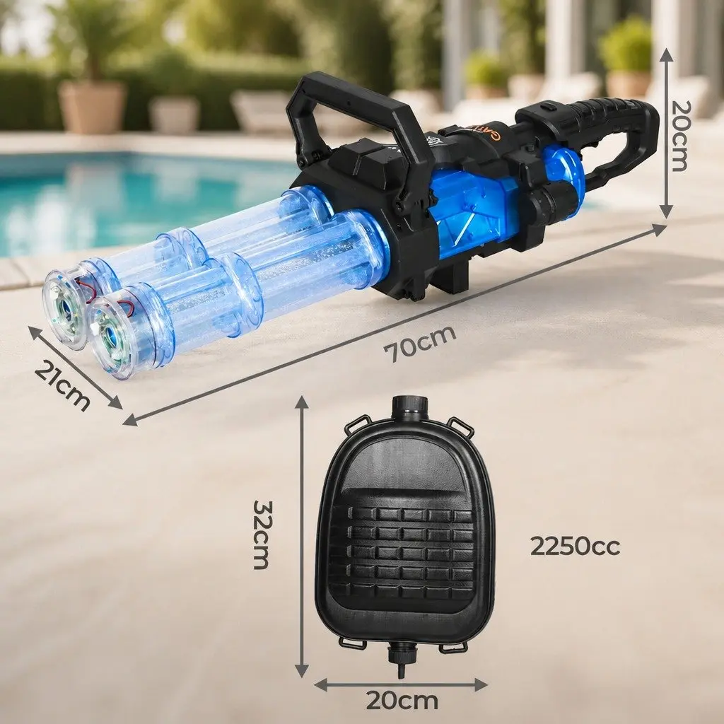 Electric Water Gun Transparent Blue Large Capacity Dual Barrel LED Light
