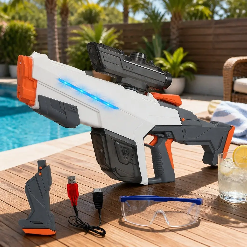 Kids Automatic Electric Water Gun LED Outdoor Summer Beach Pool Party Toy