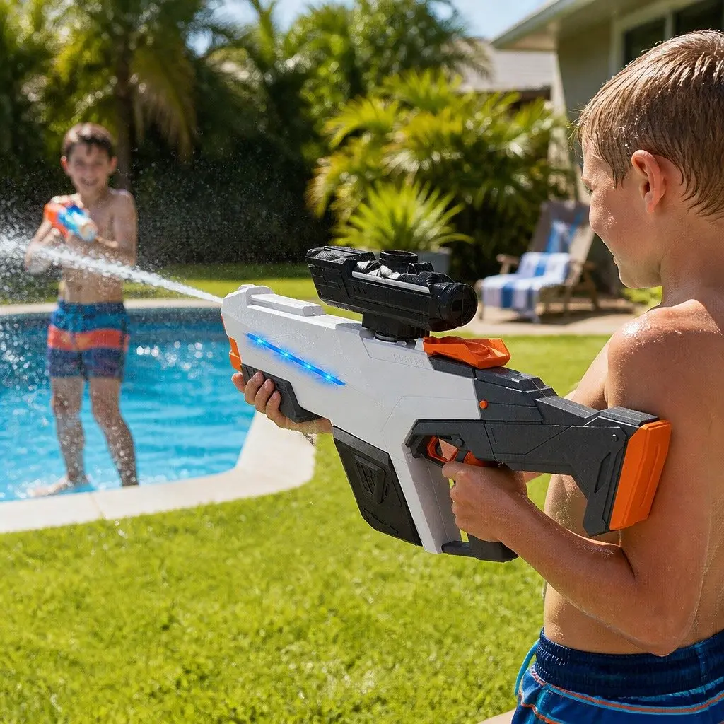 Kids Automatic Electric Water Gun LED Outdoor Summer Beach Pool Party Toy