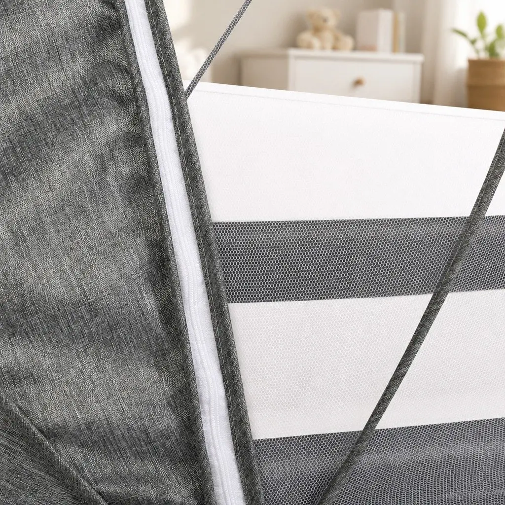 Baby Bassinet Grey Portable Adjustable Co-Sleeper Bedside with Wheels