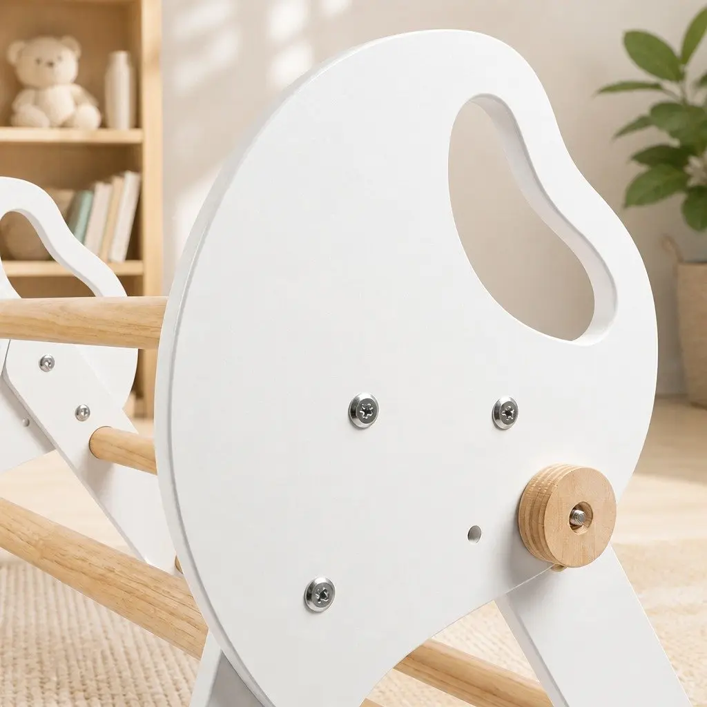 Kids Climbing Toy Set White 8-in-1 Indoor Play Frame with Triangle Climber Reversible Slide and Arch Rocker