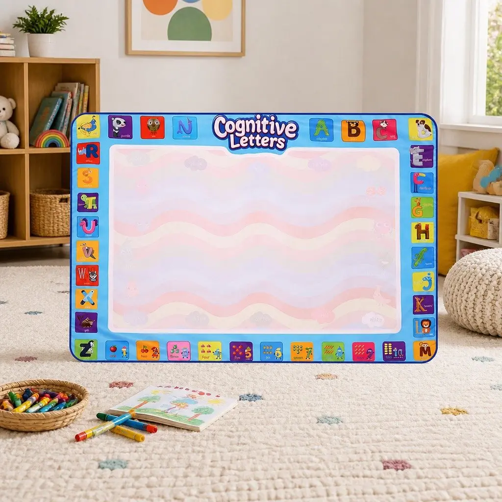 Kids Water Doodle Mat Multi-colour 150cm x 110cm Reusable Drawing Board Foldable Portable