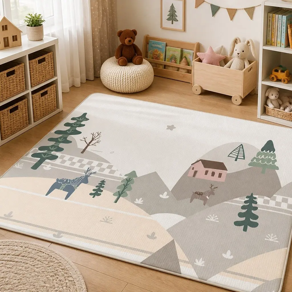 Kids Play Mat Multi-coloured 180cm Double-sided Soft Cushioned Portable Folding