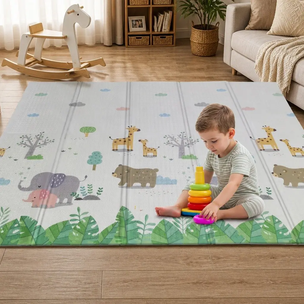 Kids Play Mat Baby Crawling Pad Double-Sided Foam Activity Tummy Time Folding