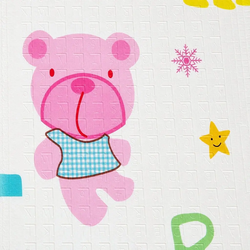 Kids Play Mat Multi-coloured 180cm x 200cm Double-sided Foam Anti-slip Foldable Activity Tummy Time Playmat