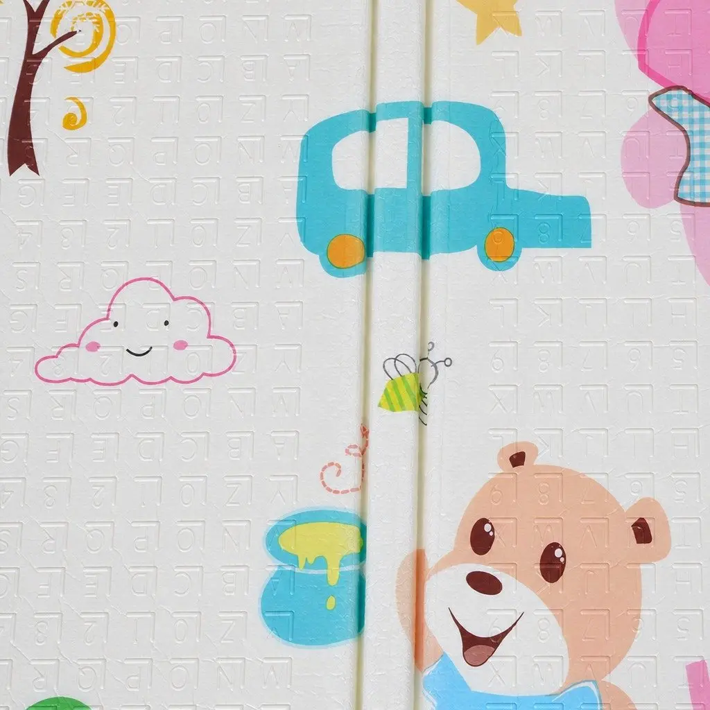 Kids Play Mat Multi-coloured 180cm x 200cm Double-sided Foam Anti-slip Foldable Activity Tummy Time Playmat