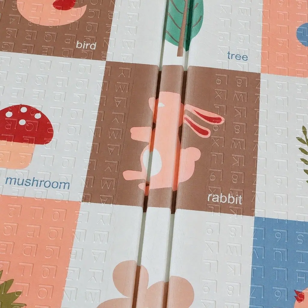 Kids Play Mat Multi-coloured 180cm Double-Sided Foam Foldable Activity Tummy Time