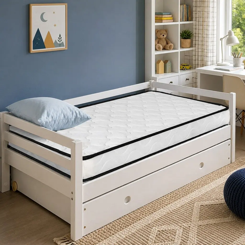Baby Cot Mattress White 70cm x 130cm Firm Support Reversible Spring Coil