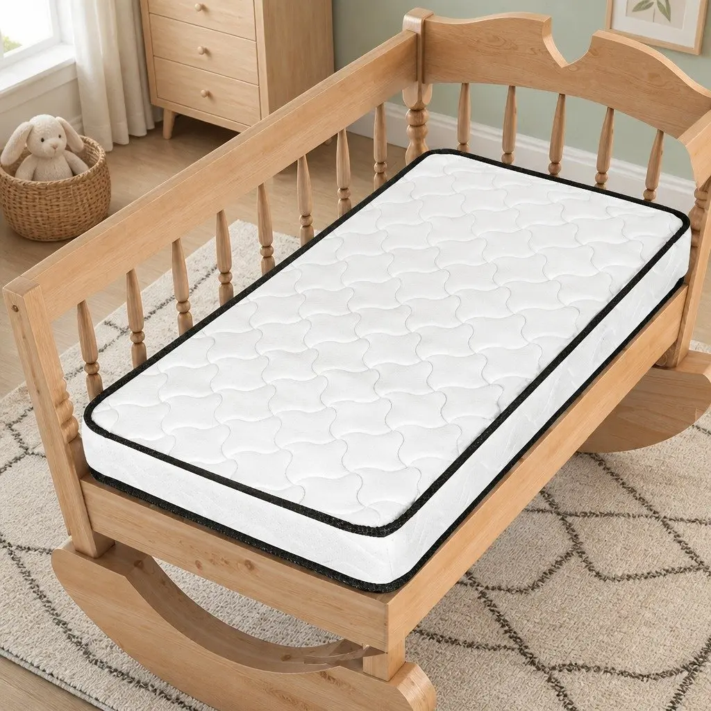 Baby Cot Mattress White 70cm x 130cm Firm Support Reversible Spring Coil