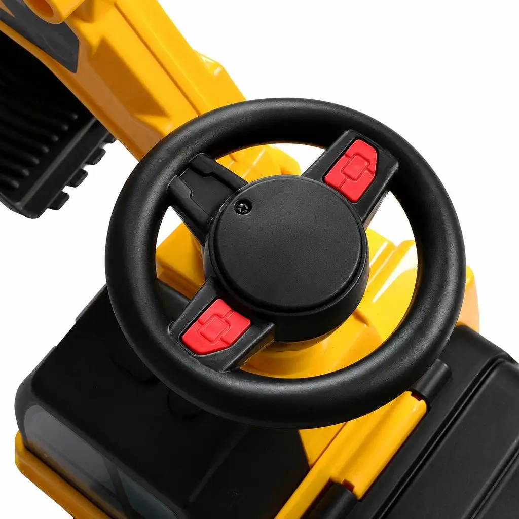 Kids Ride On Excavator Toy Yellow 75cm Interactive Joystick Control Suitable for 12-36 Months