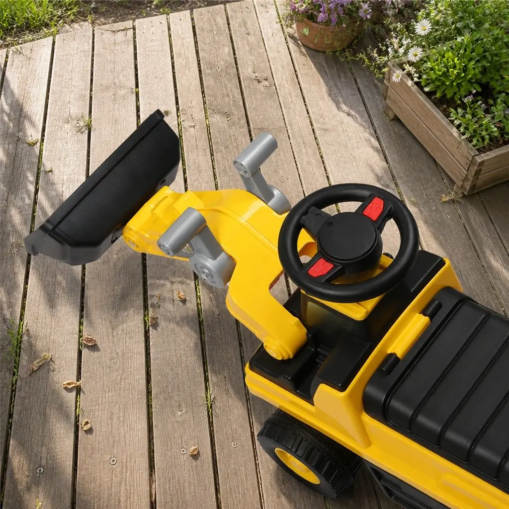 Kids Ride-On Excavator Toy Yellow Interactive Scoop Digger for Indoor Outdoor Play